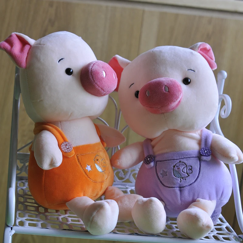 23CM Cartoon Pig Plush Toys Stuffed Animals Kawaii piggy wear bib Claw Machine Doll Birthday Gifts for Baby Children | Игрушки и хобби