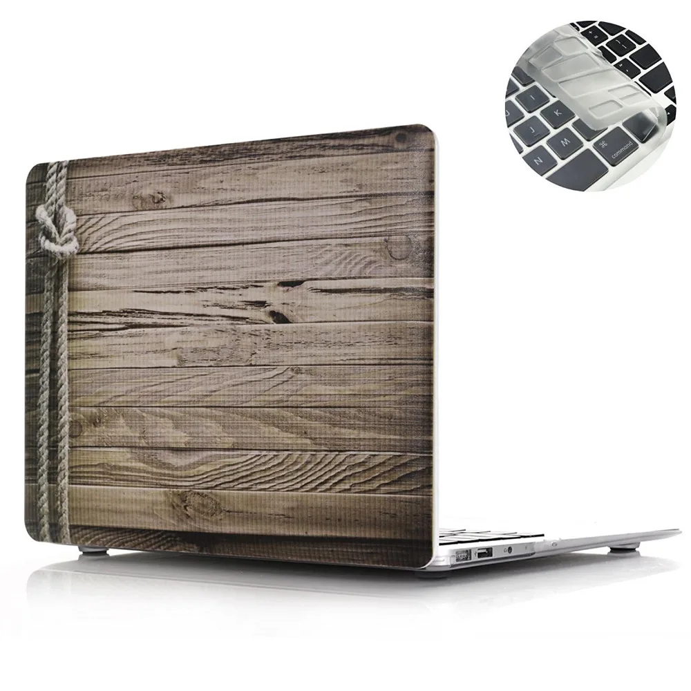 Жесткий чехол 2 в 1 с деревянным узором + для клавиатуры MacBook retina Air Pro 11 13 15 A1278 A1398 A1534