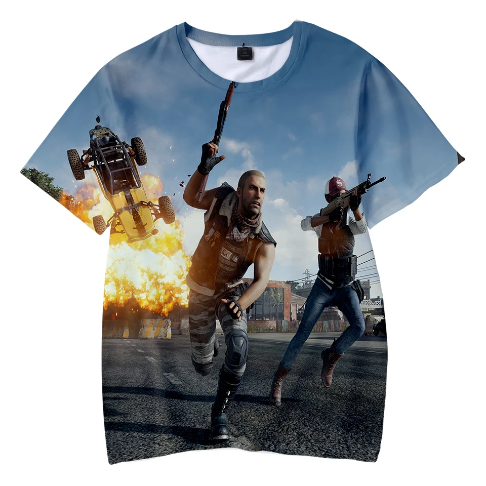Красивая Детская футболка с принтом PUBG для мальчиков и девочек летняя модная