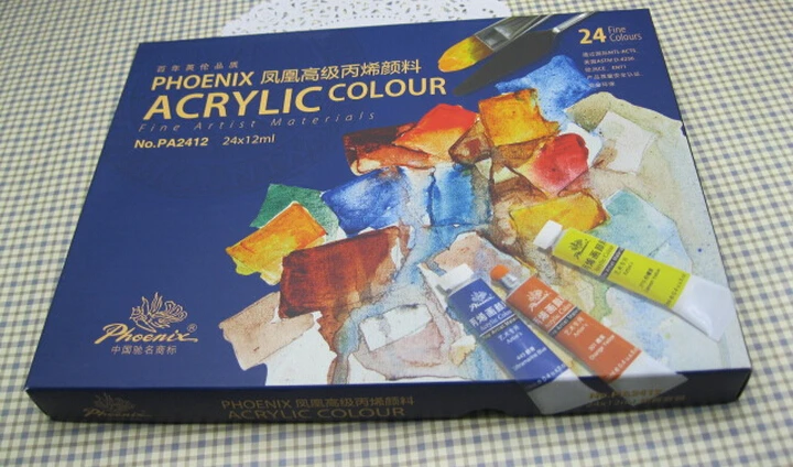 Акриловый пигмент знаменитого китайского бренда 24 цвета уровень художника