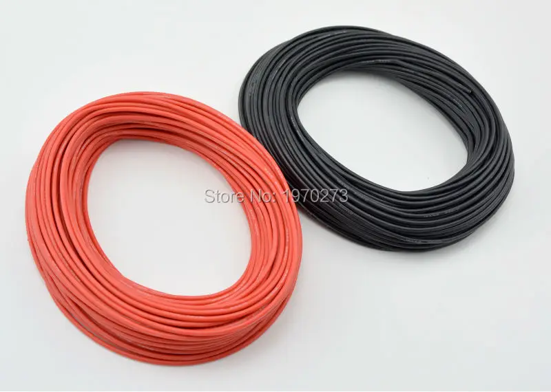 1 метр красный + Черный силиконовый провод 12AWG 14AWG 16AWG 18AWG 20AWG 22AWG 24AWG теплостойкий