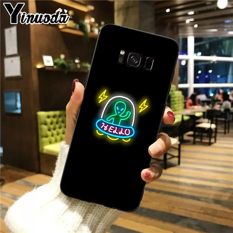 A7 Yinuoda черный фон флуоресцентный маленький узор, неоновый популярный телефон чехол для Galaxy S7 edge s8 plus s9 plus s6 s6 edge - Цвет: A7