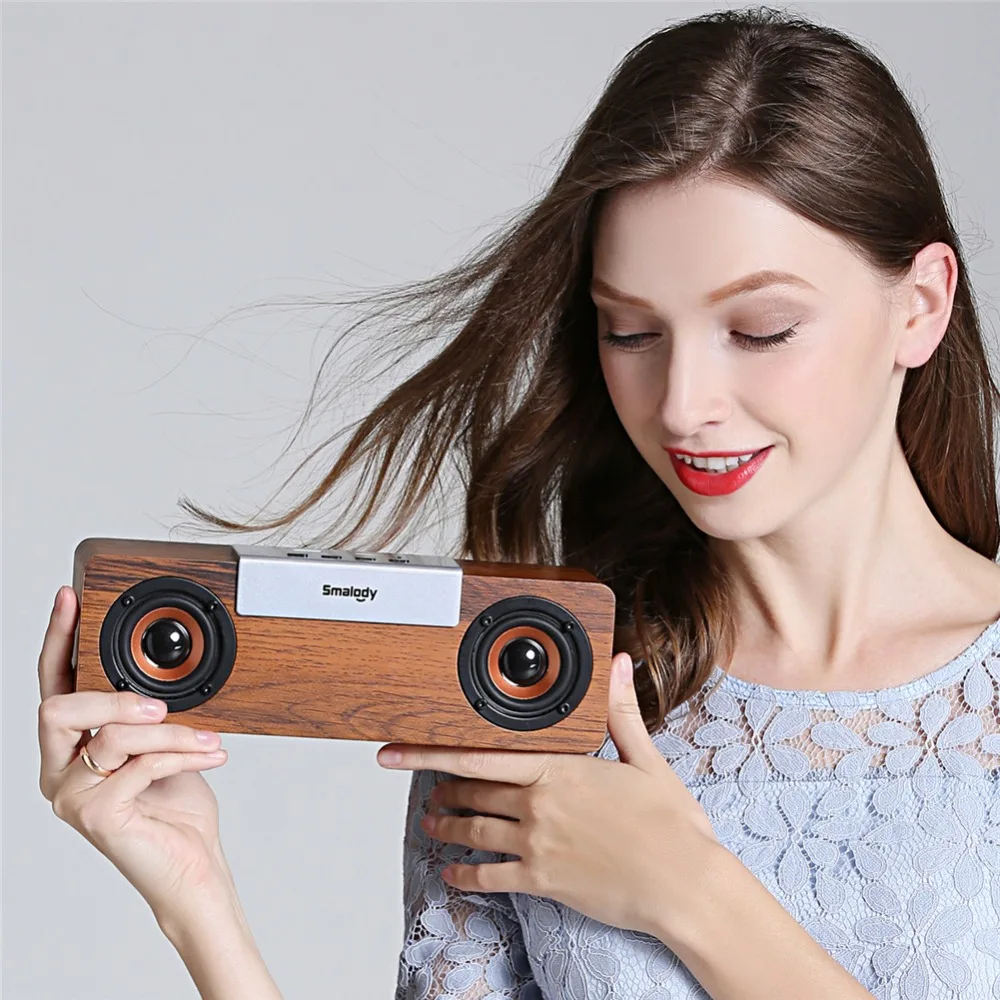 Новинка, мини ретро деревянный беспроводной Bluetooth динамик, двойной громкий динамик, звуковая система, портативный динамик, музыкальный плеер с fm-радио