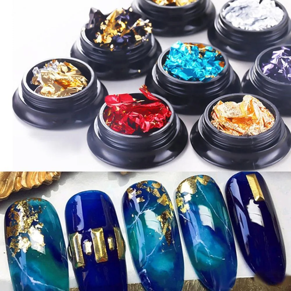 8 видов стилей для дизайна ногтей блестящие цветные алюминиевые листы 3D