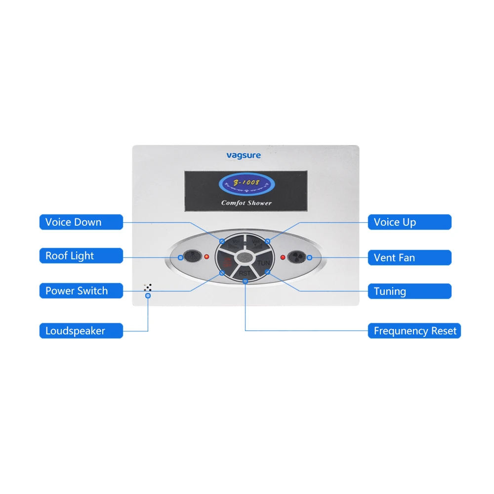

Vagsure 1Pcs Waterproof IPX5 New Controller Shower Room Control Panel Fm Radio Vent Fan Speaker For Shower Cabin Accessories