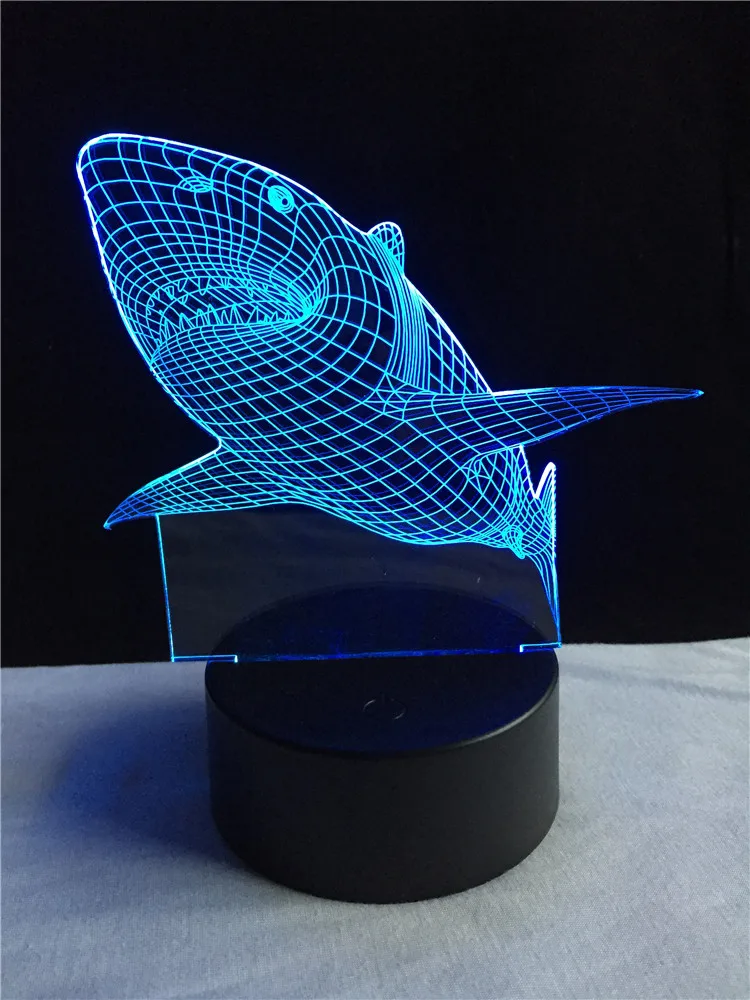 Яростное животное Акула 3D лампа светильник ing RGB светодиодный светильник USB ночник многоцветный сенсорный дистанционный светильник Настольная настольная лампа Рождественский подарок