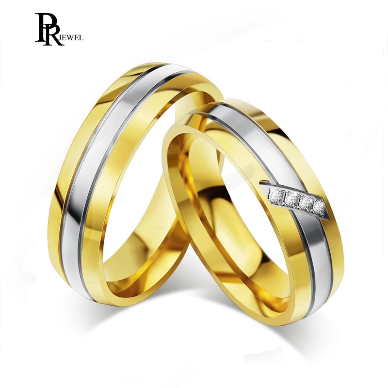 Парное кольцо из нержавеющей стали с фианитом бесплатной гравировкой|couple rings|ring