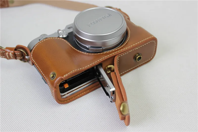 Новейший чехол для камеры из искусственной кожи, сумка для Fuji X100F Fujifilm X100F, защитная сумка с ремешком, минимальный чехол для батареи, дизайн с открытой батареей
