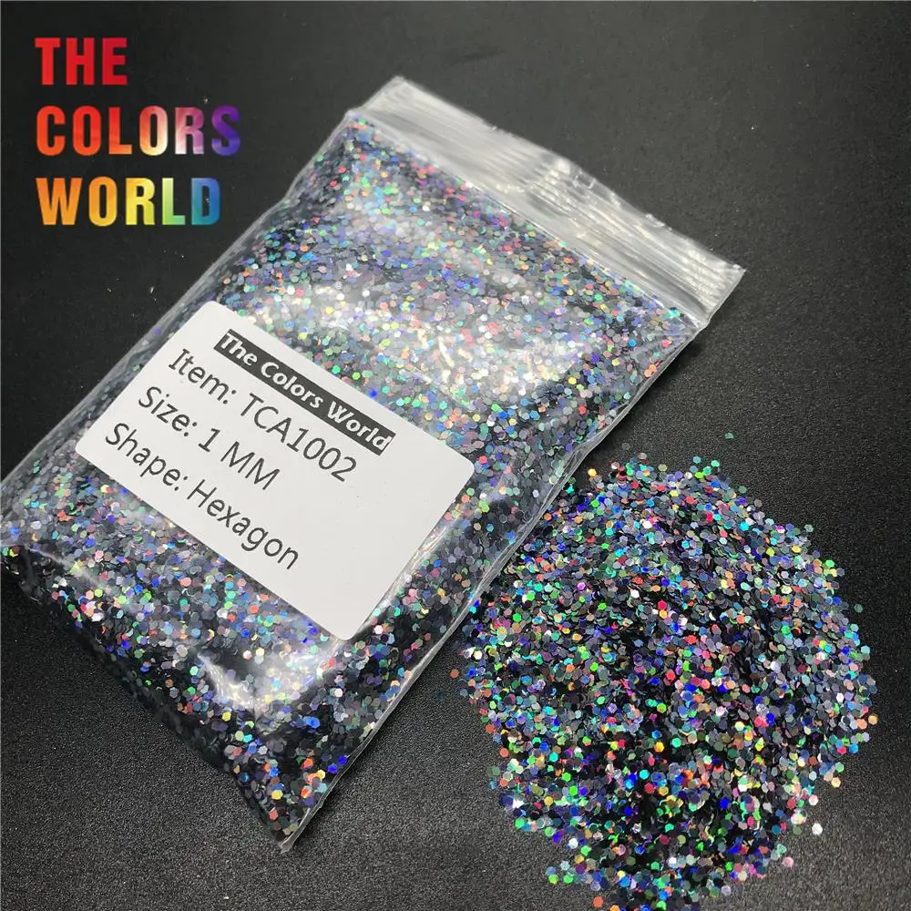 TCA1002 Holographic Laser Light Black Color Hexagon Shape Nail Glitter Decorations Gel Makeup Facepaint DIY Accessorie | Красота и
