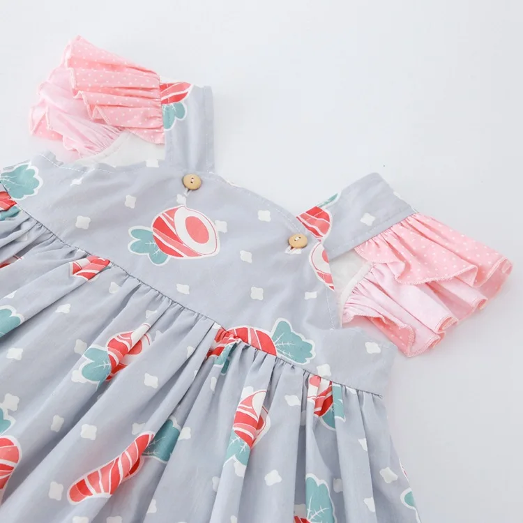 Sweet Kids Girls Ruffles Print Cute Caroot Dots Pink Color Summer Dress Princess Korean Fashion Children | Детская одежда и обувь
