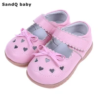 2022 summer children genuine leather sandals hollow out girls flats breathable kids sandals heart shaped girls princess shoes