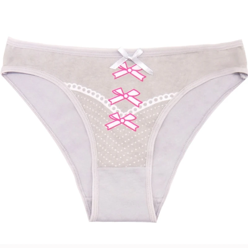 Женские Мягкие Бесшовные хлопковые трусики с бантом и принтом короткие низкой