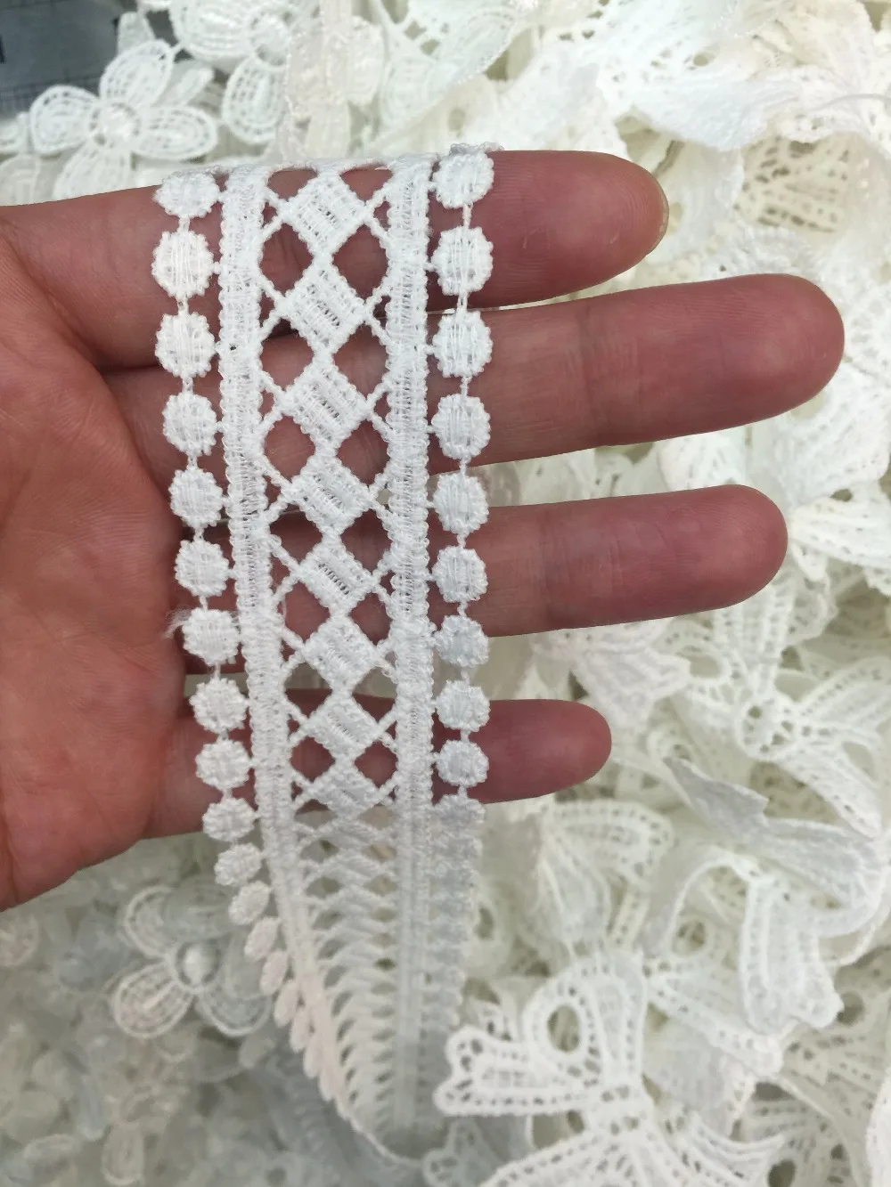 145 ярдов 35 мм ширина Венеция молочный шелк кружевная отделка для одежды аксессуары DIY ремесло поставки оптом