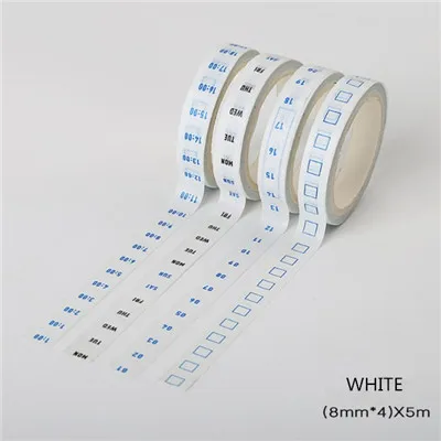 4 шт./партия время/неделя/сетка лента для декорации Washi DIY планировщик для скрапбукинга маскирующая лента Escolar kawaii канцелярские принадлежности - Цвет: Белый