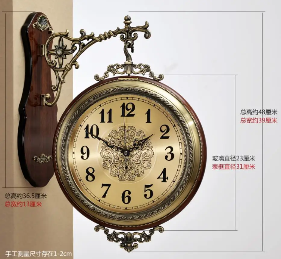 Роскошные Настенные часы в американском стиле из массива дерева и металла
