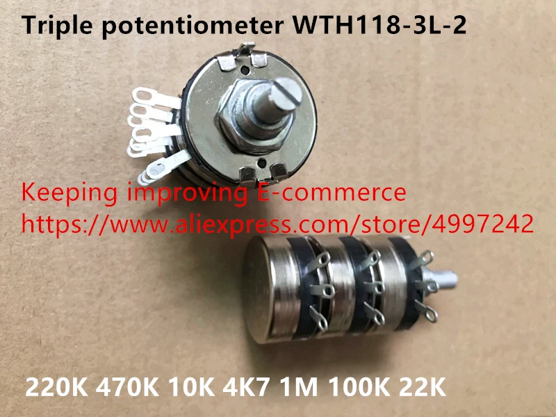 Оригинальный новый 100% Тройной потенциометр WTH118 3L 2 220K 470K 10K 4K7 1M 100K 22K