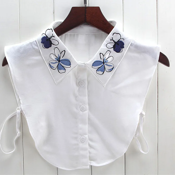 Корейская винтажная вышивка пальцами искусственный воротник с цветами женские