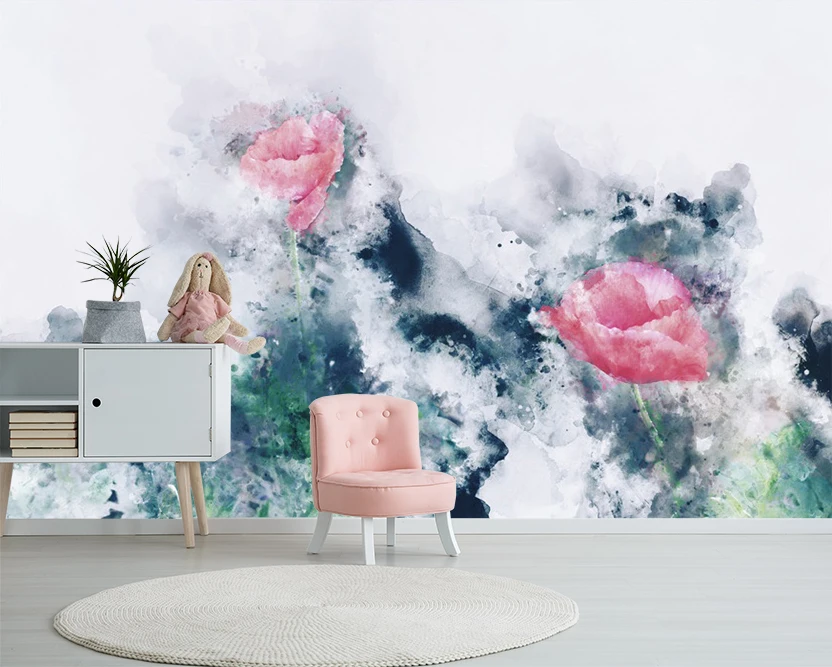 [Self-Adhesive] 3D Ink Red Roses 66 Wall Paper mural Print Decal Murals | Wallpapers