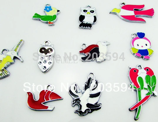 

ME026 Wholesale 100Pcs/Lots DIY Alloy Mixed STYLE Bird Enamel Charms Fashion charms, pendants