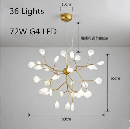 36 leds 72W Креативное искусство Дизайнерские теплые белые 27/36/45/63 светодиодный Роскошные хрустальные люстры кулон в форме листика дерева потолочный светильник деко люстры Обеденная Спальня - Цвет абажура: 36 leds 72W