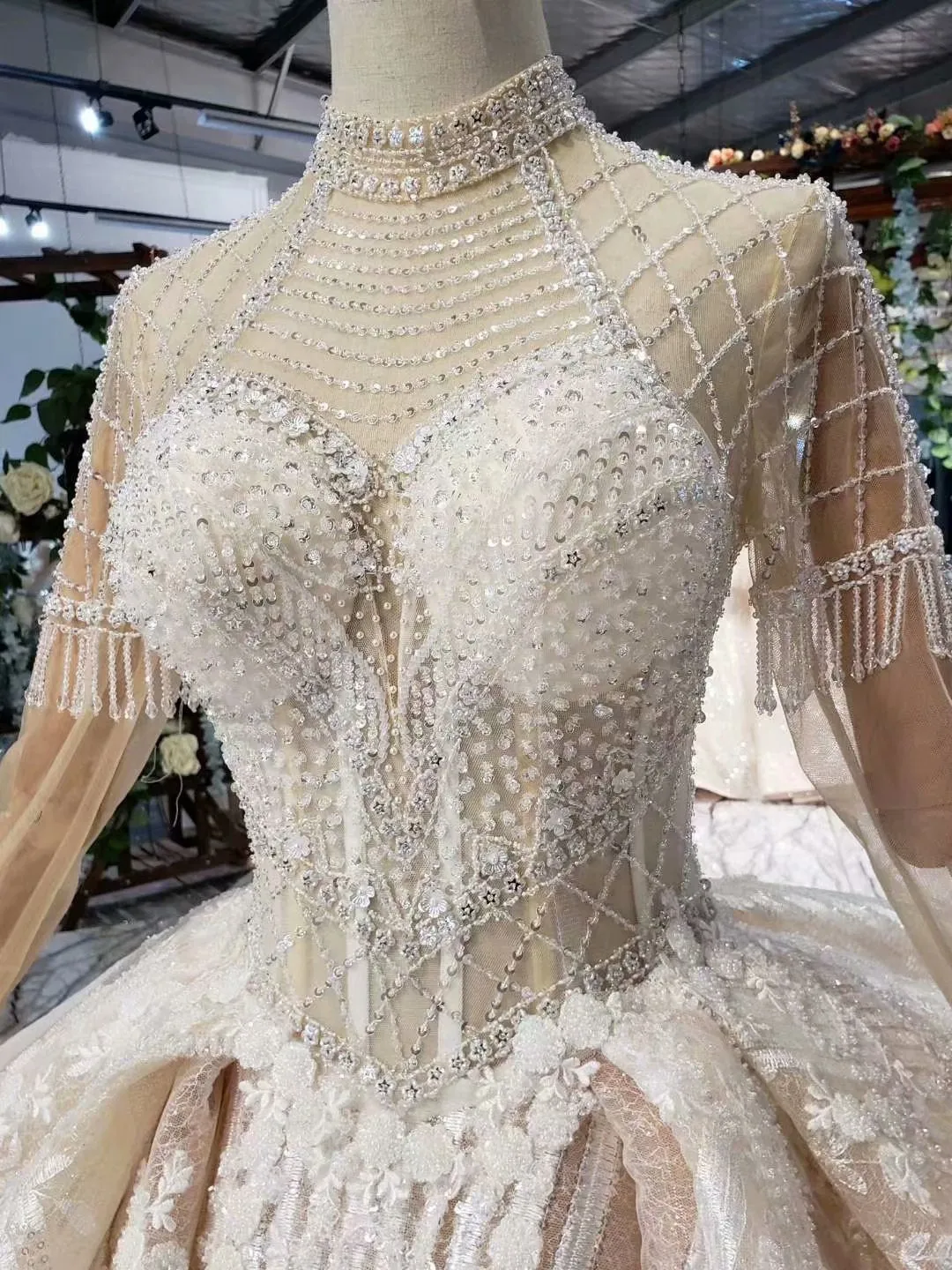Vestido De Noiva 2m Роскошные свадебные платья с бисером свадебное платье длинным