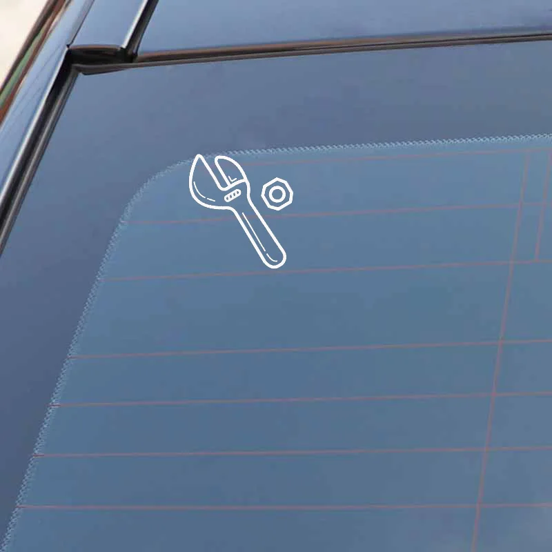 

YJZT 8.3CM*12.9CM Wrench Screw Vector Cartoon Style Vinly Car Sticker C22-0472