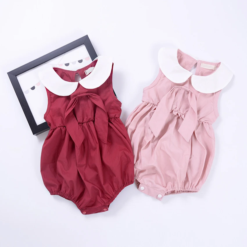 Детский комбинезон без рукавов Одежда для новорожденных Милый Летний красного