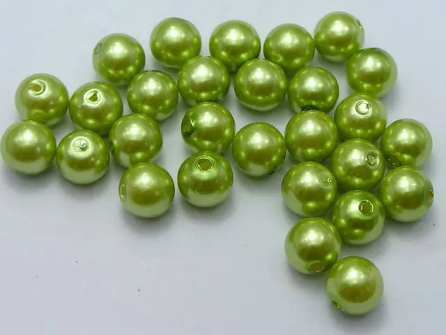 100 шт 10 мм Пластиковый искусственный жемчуг Круглые бусины зеленый | Украшения и
