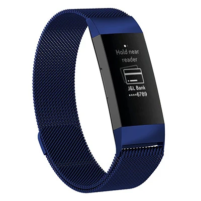 Navy Yuedaer магнитный с миланским плетением петля ремешок для Fitbit Charge 2 металлические браслеты из нержавеющей стали для Fitbit Charge 3 браслета - Цвет: Navy
