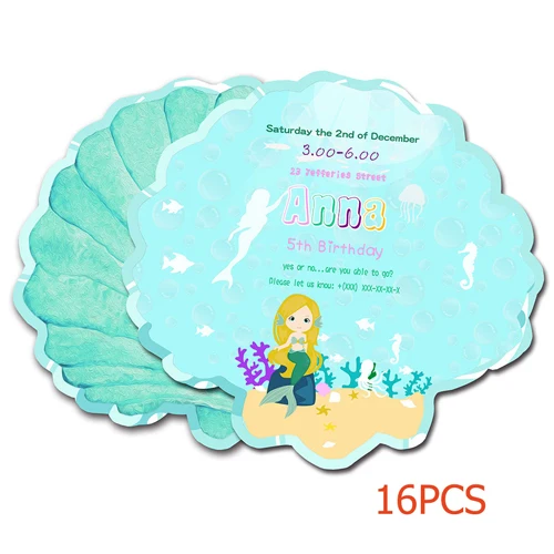 invitation Русалок соломы 21 шт. Бумага Соломинки День рождения праздничные поставки украшение Под море Бумага Трубочки - Цвет: invitation
