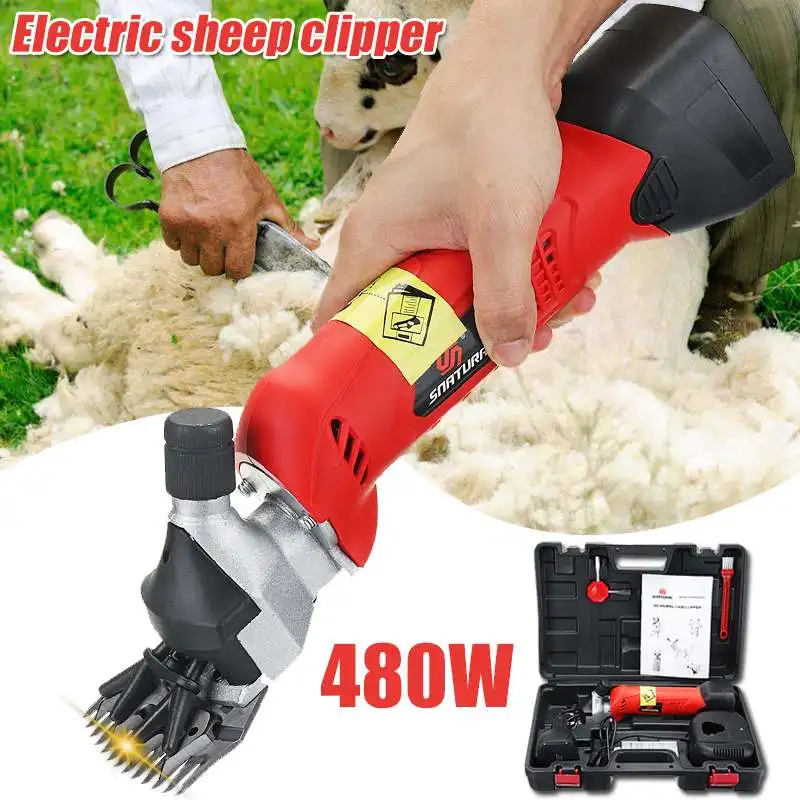 

480W 110V-220V Rechargeable Electric Sheep Goat Shearing Machine Clipper Shears Cutter Wool scissor 4 teeth+13 teeth blade