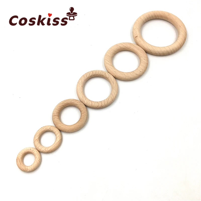Mordedor de madera de haya para beb&eacute;, anillo redondo de madera de 25mm, pulsera artesanal, regalo, accesorio de dentici&oacute;n, brazaletes de lactancia-1