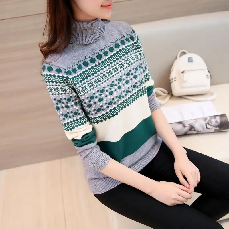 Модные новые зимние модные цветные снежинка теплые Универсальные свитер с