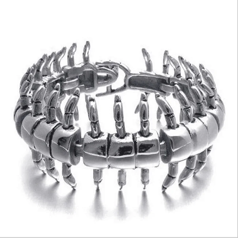 

2018 Fashion Stainless Steel Bracelet Men's Vintage Jewelry Centipede Bracelets Mens Bracelet & Bangle Gift Wholesale Pulseiras
