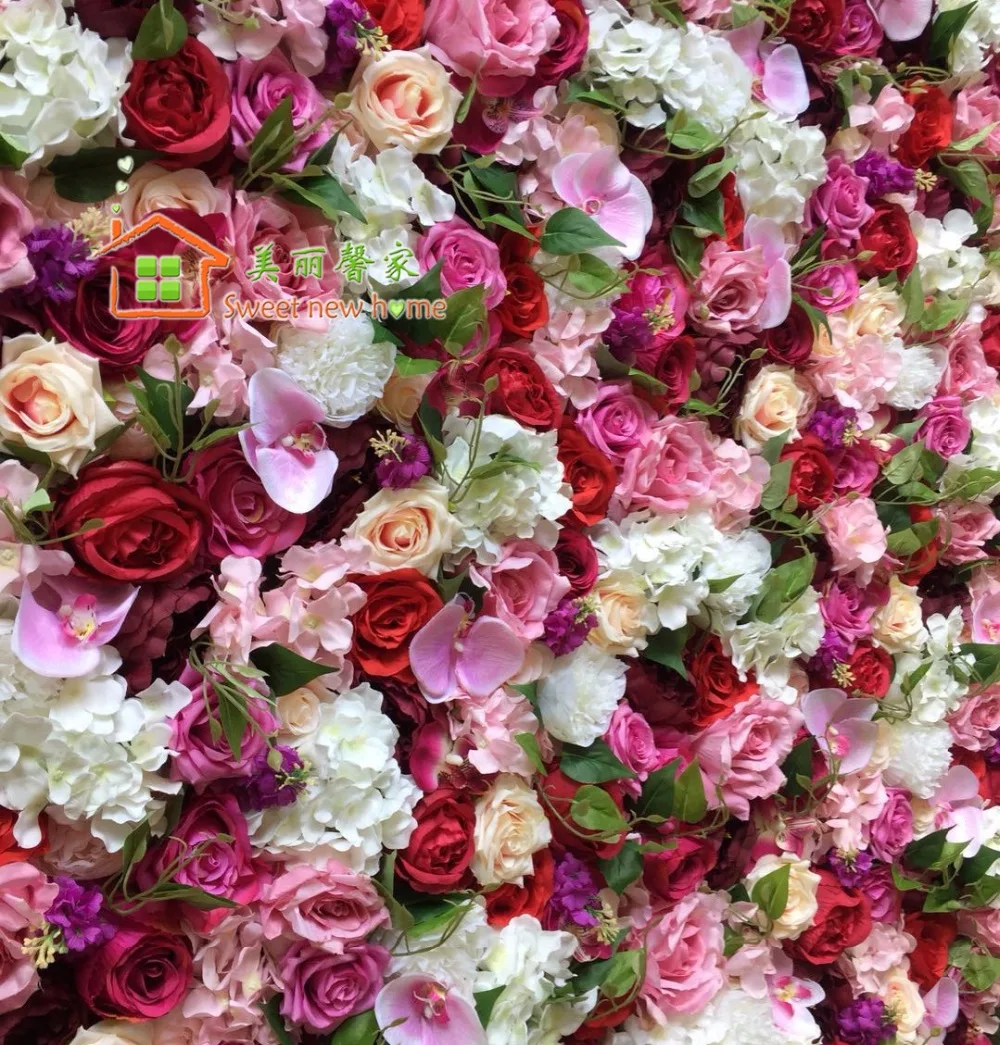3D Artificial Flower Wall DIY Wedding Background New Hydrangeas Royal Rose Lawn Pillar Fake Plate Road Lead Home | Дом и сад