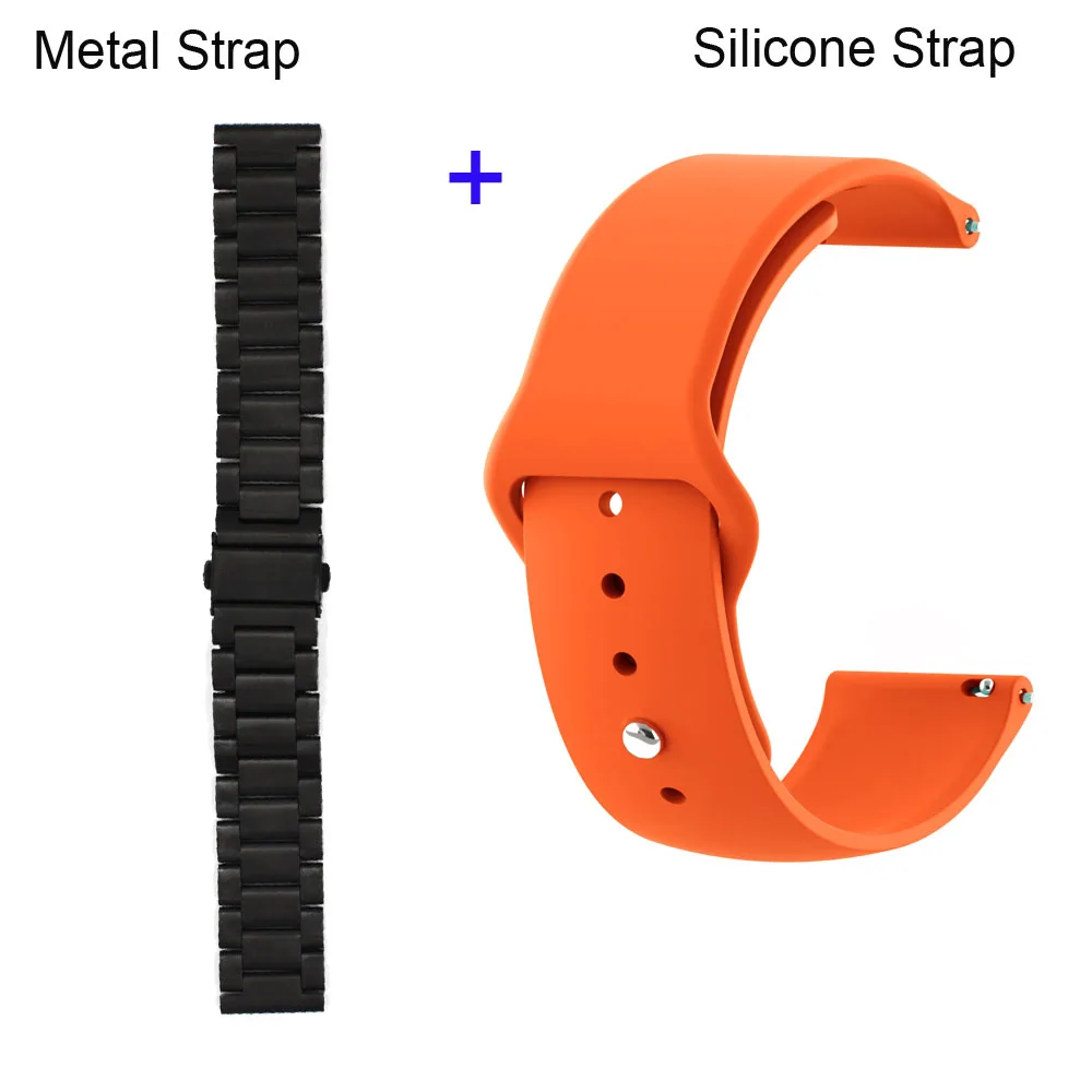Black-Orange 22 мм браслет ремешок для Xiaomi Amazfit GTR 47 мм Pace Stratos ремешок для samsung gear S3 Galaxy 46 мм нержавеющая сталь ремешок для часов - Цвет: Black-Orange