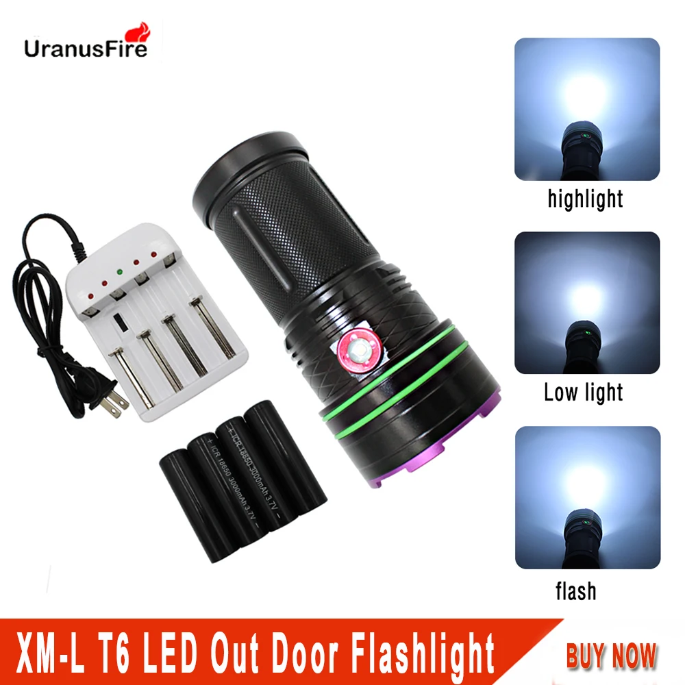 

Мощный светодиодный фонарик для улицы 18650, тактический Водонепроницаемый фонарь, светильник онарь для рыбалки, охоты, кемпинга, белый свети...