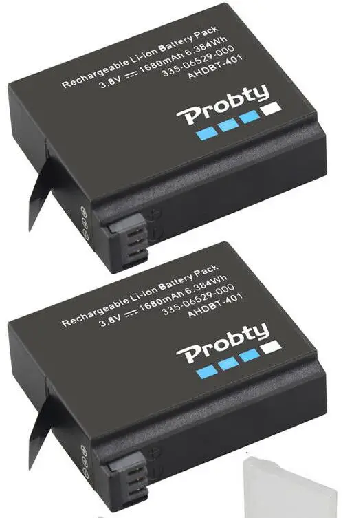 2 pcs battery Оригинальная батарея probty для GoPro Hero4 Hero 4+ ЖК-зарядное устройство для go pro AHDBT-401 HERO4, аксессуары для экшн-камеры черного и серебристого цвета - Цвет: 2 pcs battery