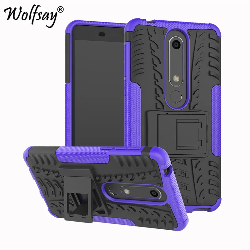 Чехол Wolfsay для Nokia 6 1 2018 чехол из мягкой резины и пластика Kickstand Fundas TA 1043|Бамперы| |