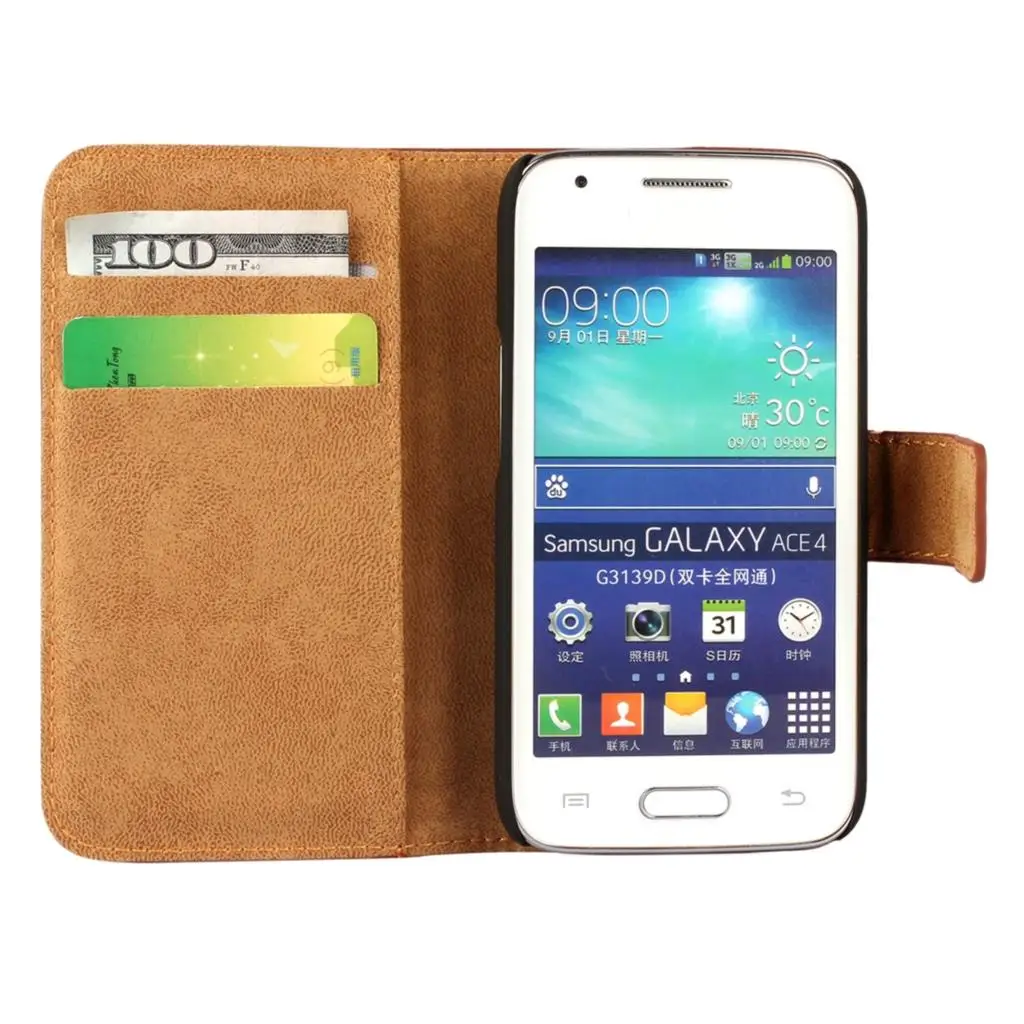 Чехол-книжка для Samsung Galaxy Ace 4 G313H Ace4 кожаный | Мобильные телефоны и аксессуары