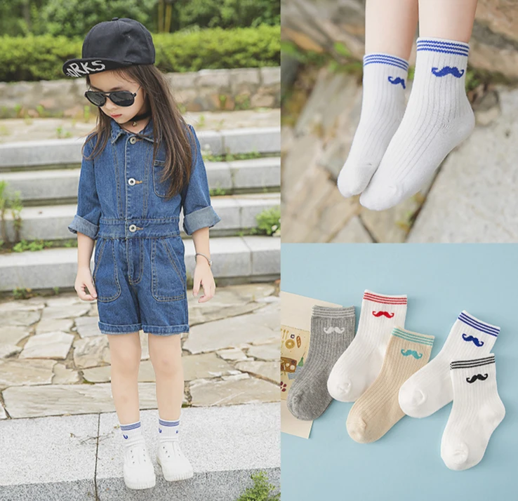 5 пар в партии Детские носки Для детей от 1 до 10 лет хлопковые с бородой полоски