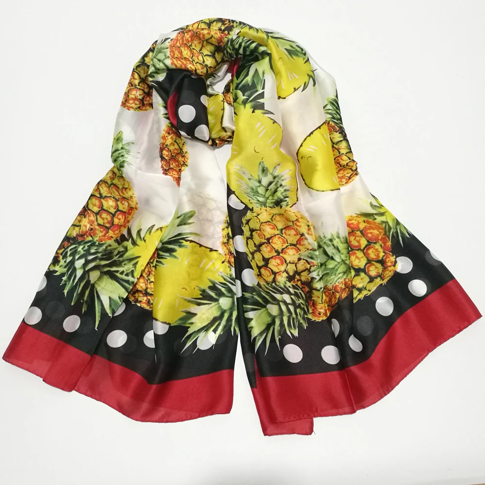 Шелковый шарф с Омбре однотонные шарфы Pineapple Foulard Hijab роскошный брендовый Bufandas на
