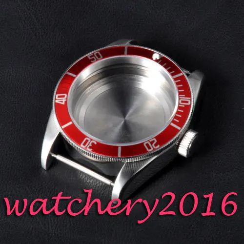 

41mm Corgeut sapphire glass red bezel High quality hardened stainless steel case fit eta 2836 MIYOTA 82 movement Watch case