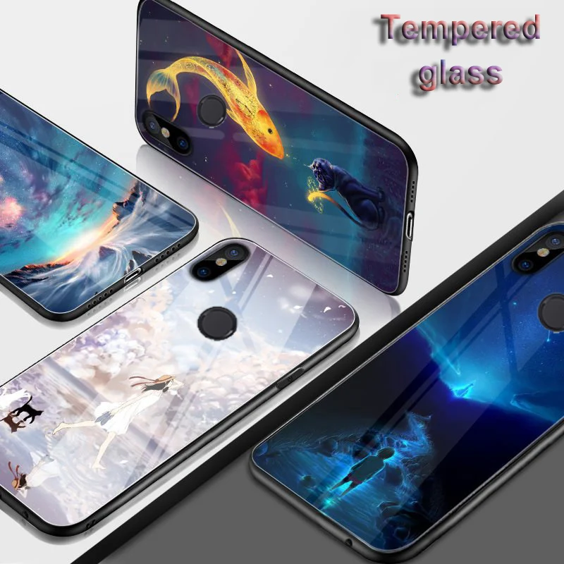 Для Xiaomi mi A2 мобильный чехол для телефона из закаленного стекла жесткий задняя