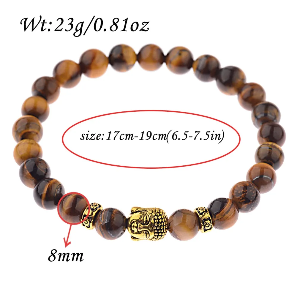 Мужской браслет из черной лавы с бусинами 8 мм для медитации йоги Золотого Будды