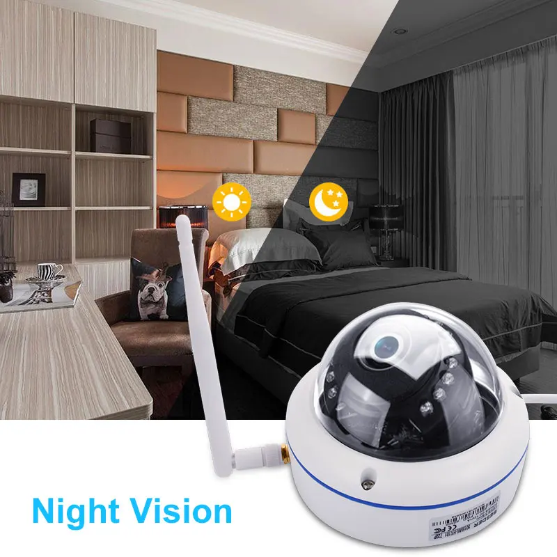 

WiFi HD Camera Onvif Outdoor Multifunctional WiFi IP Camera 720P Home Security WiFi Dome Camera Night Vision Waterproof