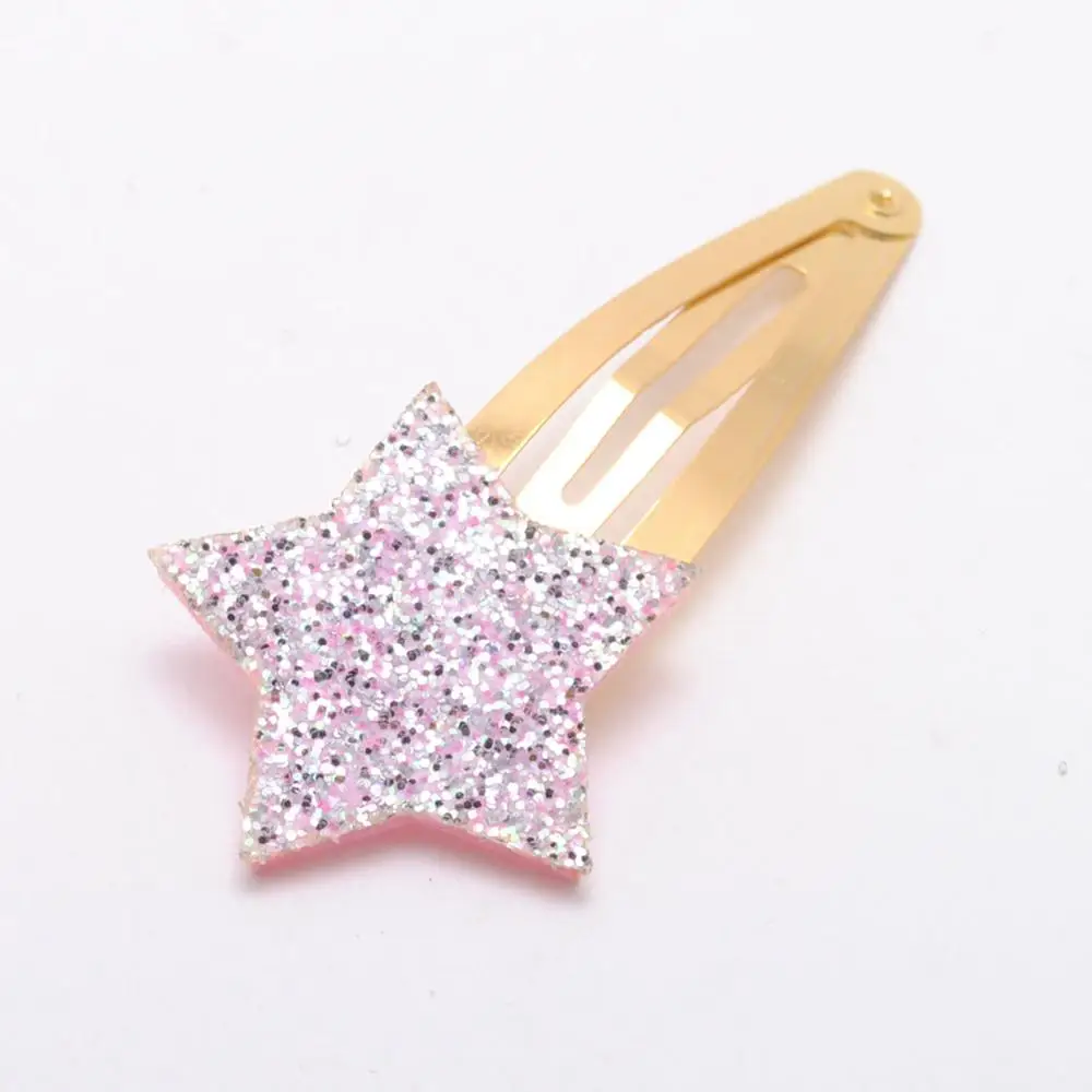 Pink Hairclips Маленький размер, блестящая Звезда, заколки для девочек, 5 шт./лот, подарок на день рождения, аксессуары для волос для маленьких девочек, детский зажим для волос для детей - Цвет: Pink Hairclips