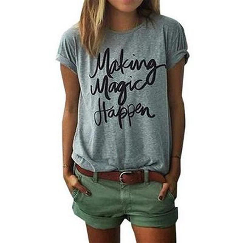 Brand 2017 New T Shirt Women Fashion Letter Print Tee Tops Short Sleeve O-neck Shirts Casual Thin Style Female T-Shirt | Женская одежда