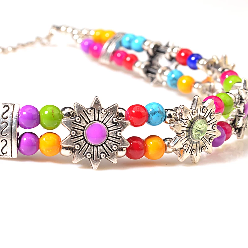 Lislesp Bohemian Charms Bracelet Bangles Ethnic Style Bib Beads Statement Bracelets for women bridal wedding Jewelry bijoux | Украшения и