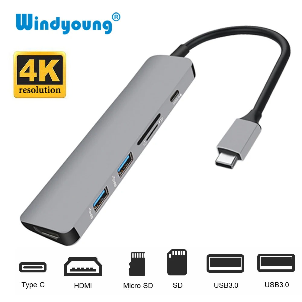 USB хаб с интерфейсом HDMI Micro SD/TF кардридер адаптер питания для MacBook Samsung S9/S8 Huawei P20 Pro